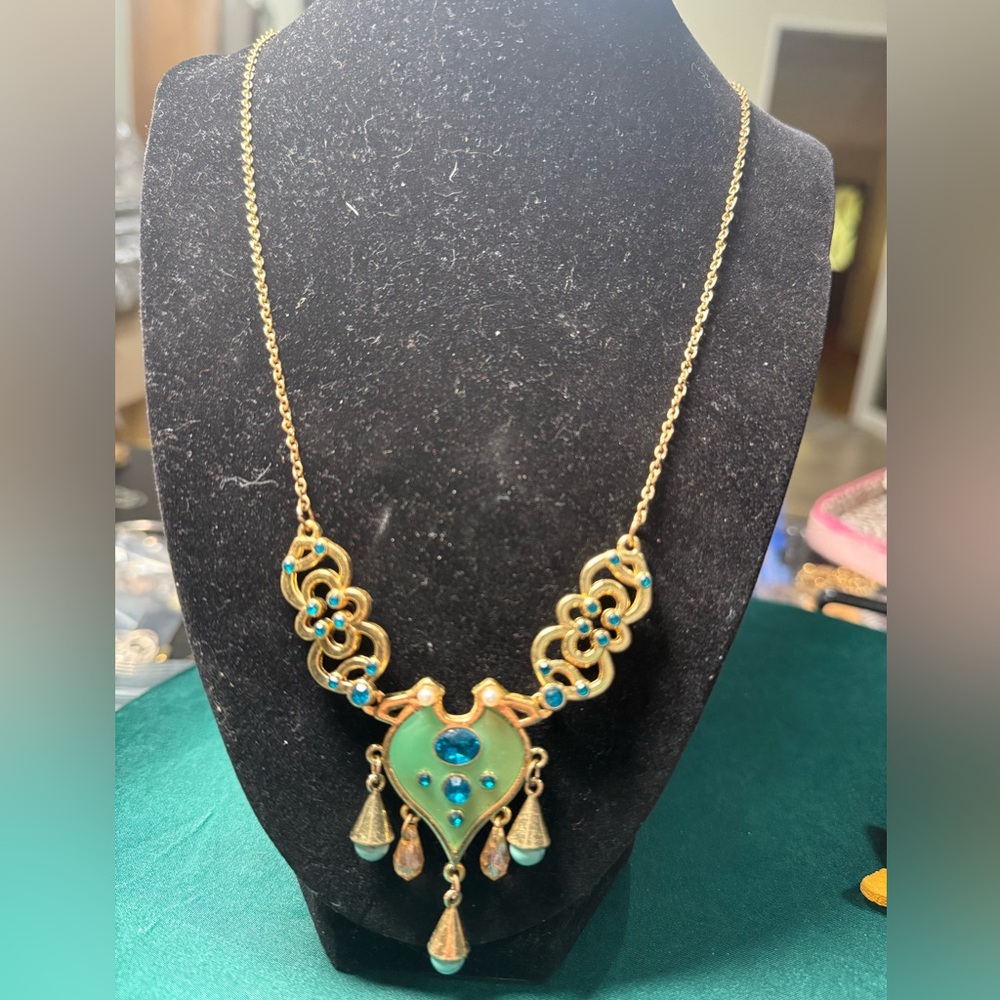Disney Princess Gold Turquoise Necklace- Can you guess which Disney princess?‎